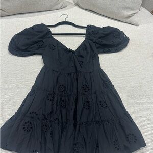 Aqua Black Textured Dress